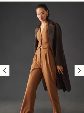Favorite Daughter Tailored Pinstripe Vest Size L camel pinstripe NWOT